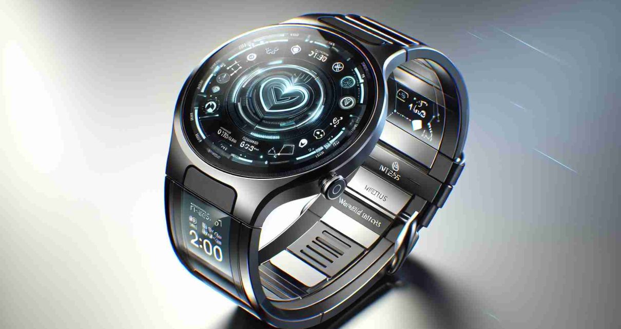 A high-definition, realistic image of a next-generation, innovative smartwatch, showcasing advanced features such as a cutting-edge, translucent OLED display, sleek metal body, wireless charging, biometric health tracking, and a digital personal assistant.