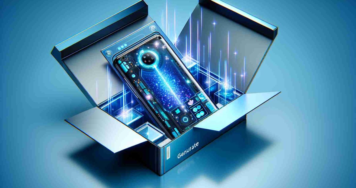 Generate a hyper-realistic image of a futuristic smartphone, called 'Galaxy S24 FE'. This depicted model is fresh out of the box, showcasing its sparkling new color variants.