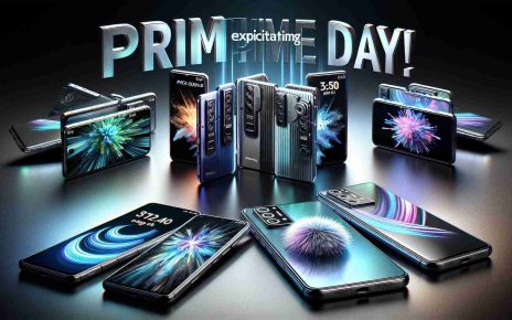 An ultra high-definition, lifelike image showcasing an array of fantastic discounts for Prime Day on the most recent smartphones. The smartphones are displayed attractively, boasting cutting-edge features and sleek designs. The words 'Exciting Prime Day Offers!' are stylishly inscribed atop the image, creating an atmosphere of anticipation and thrill.