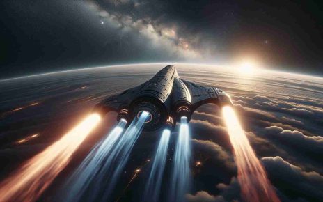 Realistic, high-definition image of a scenario titled 'A Stunning Display of Innovation' that depicts a magnificent journey of a concept starship. The scene reveals the starship ascending through the atmosphere into the vast, starry expanse of space. The design of the starship showcases a blend of futuristic technology and elegant engineering. Trails of fiery exhaust illuminate the darkening sky, marking the ambitious trajectory of this marvelous expedition.